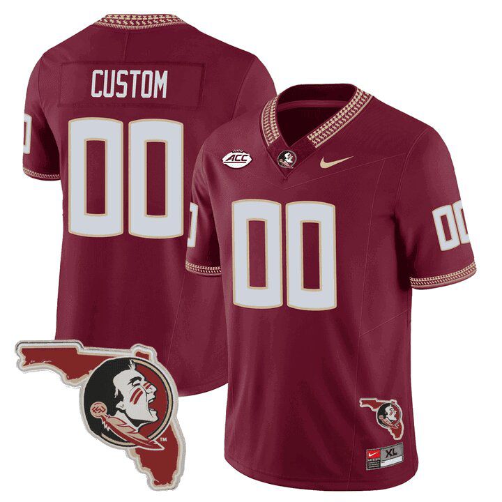 Men Florida State Seminoles Red 2024 Nike Map Patch Limited Custom NCAA Jersey->customized nfl jersey->Custom Jersey